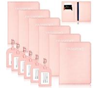 Ctosree Lot de 6 porte-passeport et étiquette de bagage pour demoiselle d'honneur - Porte-passeport, étui pour passeport, étui pour passeport, étui pour cartes, organiseur pour homme et femme, accessoires de bagages pour voyage, lune de miel, rose, Principalement rose, One Size, Cadeaux de demoiselle d'honneur