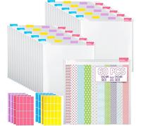 Ctosree Lot de 60 organiseurs de rangement pour papier scrapbooking 30,5 x 30,5 cm et 160 onglets adhésifs colorés, support de papier de scrapbooking, sac de rangement en papier transparent pour scrapbooking, papier vinyle, photos