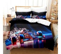 CTQTZ Cars Voiture de Sport Housse de Couette 1 Personnes 140x200 Enfant Voiture de Course Parure de Lit en Microfibre avec Taie d'oreiller Formula Racing Ensemble de literie