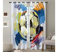 CTQTZ des Sports Thème Rideaux Opaques Moderne Graffiti Football Rideaux occultants Isolant Thermiques 220x215 cm (Largeur x Hauteur) Lot de 2 Rideau occultant à Oeillets