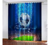 CTQTZ Football Thème Rideaux occultants Lot de 2 sous-Marin Football Rideaux Opaques Moderne 264x242 cm (Largeur x Hauteur) Rideaux avec Oeillets pour Chambre d'enfant