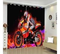 CTQTZ Locomotive Moto Rideaux occultants Lot de 2 Motorcycle Motif Moto Rideaux Opaques Moderne 264x242 cm (Largeur x Hauteur) Rideaux avec Oeillets pour Chambre d'enfant
