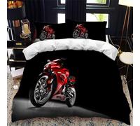 CTQTZ Rouge Moto 3D Housse de Couette 2 Personnes 220x240 Adulte Moderne Moto Parures de Lit Thème Sport extrême Moto 3D Imprimé en Polyester