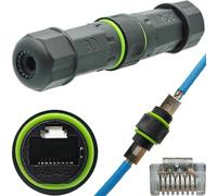 CTRICALVER 1pièces coupleur rj45 étanche, connecteur de câble Ethernet extérieur IP68, connecteur étanche de câble réseau RJ45 compatible avec le câble LAN Ethernet CAT6/Cat5e