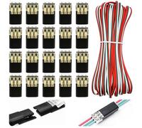 CTRICALVER Câble d'extension bande ARGB à 3 broches 15 m, 22WAG + Connecteurs fil rapide D3 séparables sans épluchez 12V Câble pour appareil ARGB Fil pour bande ARGB ou bricolage 5V-24V