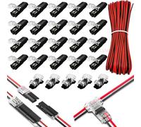 CTRICALVER Câble d'extension bande LED à 2 broches 15 m, 22WAG + Connecteurs fil rapide T2&D2sans épluchez 12V Câble pour appareil LED Fil pour bande LED ou bricolage 5V-24V