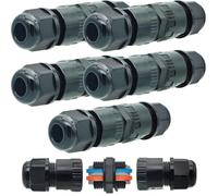 CTRICALVER Connecteur Electrique Etanche 2 Pôles IP66, Raccord Electrique Etanche pour Câble Ø 5 à 10mm, Noir (5 Pièces)