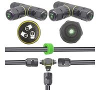 CTRICALVER Connecteur Étanche Forme de T/ 2 pcs IP68 Connecteur de gaine externe/de câble max Ø12 mm/Aux Intempéries Câble de Raccordement Extérieur Douille (3 Pôles)