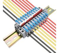 CTRICALVER Kit de Bornier de Rail DIN, 10 pcs Connecteurs Electriques Rapides (bleu), Avec Bande de Repérage, Module Fixe et Bande de Connexion (2/3/4/5 Pin)
