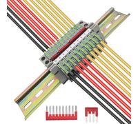 CTRICALVER Kit de Bornier de Rail DIN Connecteur Électrique avec Bande de Repérage Numérique et Bande de Connexion Vert herbe 10pcs