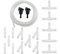CTRICALVER Kit de Tuyau Essuie Glace, avec 5M Mètres Tuyau de Liquide de Lave-Glace Universal, Raccord de Tuyau Blanc 15 Pièces (Type Y I T) et 2 Pièces Buses de Lave-Glace