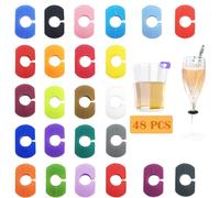 CTRICALVER Marqueur Verre Silicone,pendentif de tasse de marqueur de boisson en silicone, adapté pour, dîner de famille, fête (24 couleurs * 2 pièces)