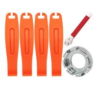 CTRICALVER Outil de Clé à Rayon de Vélo, 2 Pièces Cle a Rayon, 4 Pièces Levier de Pneu de Vélo, Outil Réparation Vélo, Outil de Réparation de Correction de Réglage de Vélo