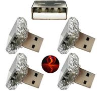 CTRICALVER Veilleuse Voiture Tactile Rouge 4Pcs USB 5V/1A en PC avec Feux Secours LED pour Prises USB, Banques d'Alimentation et Voitures