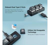 Ctrl C/V Shortcut Keyboard for Programmers, 3-Key Keyboard, Adopts RP2040 Microcontroller Chip, Programmable Key Function, Dual Type-C Ports, Plug and Play Without Driver-Basic Version