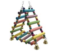 CTRLZS 1 PCS Perroquets Oiseau Balançoire Escalade Échelle Suspendue Pont en Bois Arc-en-Ciel Animal Perroquet Ara Hamac Oiseau Jouet Facile à Utiliser avec Cloche