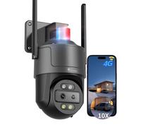 Ctronics 2.5K 4G LTE Caméra de Surveillance Extérieure à Double Objectif Zoom Hybride 10X, Suivi Auto, Vision Nocturne Couleur 30m, Rouge/Bleue, PC/App, NVR/FTP, Cloud/Carte SD 128Go, Murale & Plafond