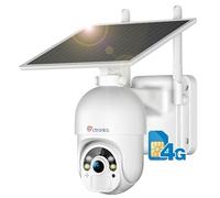 Ctronics 2,5K 4MP 3G/4G LTE Caméra Solaire, Camera Carte Sim sans Fil 4g, Audio Bidirectionnel, Pan 355 Tilt 90 Zoom Détection Humaine PIR, Caméra Solaire Compatible Téléphone/Tablette/PC, IP66