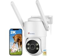 Ctronics 2K 3G/4G LTE Caméra Surveillance Extérieure avec Carte Sim, PTZ IP Caméra 4G Détection Humain, Suivi Auto, Vision Nocturne en Couleur 30M, FTP/Cloud/TF 128G Stockage, IP66 - Pas de WiFi