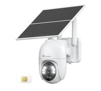 Ctronics 2K 4G LTE Camera Surveillance Solaire Extérieure sans Fil, PTZ Caméra IP Carte SIM avec Batterie 10400mAh, Vision Nocturne Couleur, PIR Détection, Audio Bidirectionnel, Cloud, IP66 (Blanc)