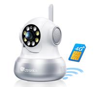 Ctronics 4G Caméra Surveillance Intérieure, Suivi Automatique, Vision Nocturne Couleur 20m, App & PC, 8 Positions Prédéfinies, FTP/Cloud, 360° PTZ SIM Camera, Murale ou Plafond, Audio Bidirectionnel