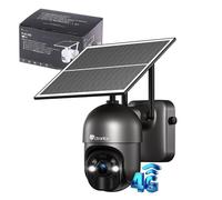 Ctronics 4G LTE Caméra de Surveillance 2K 3MP，Détection AI PIR, Alarme Sonore et Luminueuse，Batterie 10400 mAh & Panneau Solaire 6W