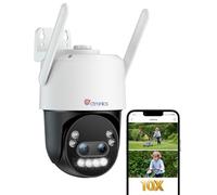 Ctronics 4K 10X Zoom Hybride Caméra Surveillance WiFi Extérieure Suivi Auto Zoom, Caméras de Surveillance Détection Humain/Véhicule/Animaux Vision Nocturne WiFi 2,4/5 GHz, PC/FTP/NAS/Cloud/TF, Métal