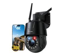 Ctronics 4K 30X Zoom Caméra Surveillance Extérieure, Vision Nocturne IR 150m/50m Couleur, Suivi/Zoom Auto, R&B Lumières Alerte, 5G/2.4GHz WiFi, Patrouilles & 32 Préréglages, 256Go/FTP/NVR, Métal