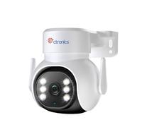 Ctronics 4K 8MP Caméra Surveillance WiFi Extérieure, 2,4/5Ghz WiFi PTZ Caméra Détection Humaine/Animaux/Véhicule Suivi Automatique Vision Nocturne Couleur Audio Bidirectionnel Blanc