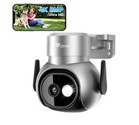 Ctronics 4K 8MP Caméra Surveillance WiFi Extérieure avec Projecteur, 2,4/5Ghz WiFi PTZ Caméra Détection Humaine/Animaux/Véhicule Suivi Automatique Vision Nocturne Couleur Audio Bidirectionnel Argenté