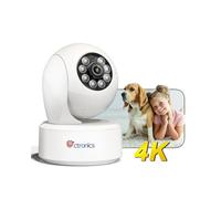 Ctronics 4K 8MP Intérieure Surveillance Caméra, 2,4/5GHz Wi-FI, Suivi Automatique, Détection Intelligente de Personne/Animaux, App/PC, Cloud et Stockage sur 256GB Carte TF