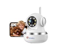 Ctronics 4K Caméra Intérieure, 5G/2,4Hz Wi-FI, Suivi Automatique, Vision Nocturne Couleur, Alarme Sonore et Lumineuse, 8 Positions Préconfigurées, App & PC, Cloud/256GB TF/FTP