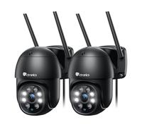 Ctronics 4MP Caméra Surveillance WiFi Extérieure, 2.4/5Ghz WiFi PTZ Caméra IP, Vision Nocturne Couleur, Détection Humaine, Suivi Automatique, Cloud, Audio Bidirectionnel, IP66 (2 Pack)