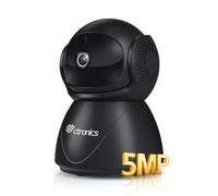Ctronics 5MP 2.4/5Ghz WiFi Caméra Surveillance Intérieure, PTZ Caméra IP WiFi avec Détection Humaine/Mouvement, Suivi Auto, Vision Nocturne 20M, Audio Bidirectionnel pour Bébé/Animaux (Noir)