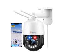 Ctronics 5MP 30X Zoom Optique Métal Caméra Surveillance WiFi Extérieure 5/2.4Ghz, PTZ IP Caméra 150M Vision de Nuit Couleur, Auto Cruise & Zoom,Alarme sonore et Lumineuse, IP66 (Blanc)