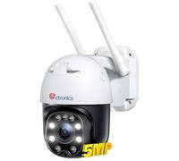 Ctronics 5MP Caméra de Surveillance WiFi Extérieure, Suivi Auto, Accès PC, Alarme Son et Lumière, 2,4/5GHz, Vision Nocturne Couleur, FTP/NAS/Cloud/128GB TF, Détection Humaine, Audio Bidirectionnel