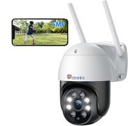 Ctronics 5MP Caméra Surveillance WiFi Extérieure, 2,4Ghz/5Ghz WiFi PTZ Camera IP 2880X1620P Couleur Vision Nocturne,Détection Humaine Auto Suivi, Audio Bidirectionnel,IP66 (2 PCS)