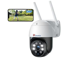 Ctronics 5MP Caméra Surveillance WiFi Extérieure, 2,4Ghz/5Ghz WiFi PTZ Camera IP 2880X1620P Couleur Vision Nocturne,Détection Humaine Auto Suivi, Audio Bidirectionnel,IP66 (1 PCS)