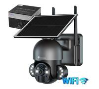 Ctronics 5MP Camera Surveillance WiFi , Panneau Solaire 6W, Détection PIR Humaine, Vision Nocturne Couleur, FTP, PC,Téléphone