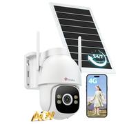 Ctronics Caméra de Surveillance AOV, Enregistrement 24/7, Camera 4G Solaire Exterieur avec Panneau Solaire 8 W et Batterie 15600 mAh, Détection Humaine & Suivi Automatique sur 30 m, Carte SIM, IP66