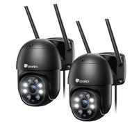 Ctronics Caméra Surveillance WiFi Extérieure 1080P PTZ Caméra IP Vision Nocturne Couleur 30M Détection Humaine Suivi Automatique 355° 90° Audio Bidirectionnel IP66 Étanche Slot Carte TF(2 Pack)