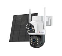Ctronics Double Objectif Caméra Surveillance WiFi Exterieure sans Fil, 2K 3MP Solaire Camera avec Batterie 9800mAh, Panneau Solaire 6W, Alarme Son & Lumière, PC & App, Cloud/128Go, IP66