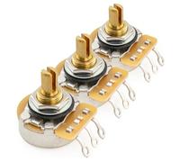 CTS 450G A250K Potentiomètres Métrique Grossier 18-Spline Laiton Short Split Shaft 1/4 Pouce 10% Audio Taper pour Guitare électrique Basse(Lot de 3)