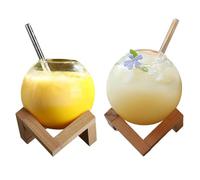 CTTPEG Lot de 2 verres à cocktail sphériques de 475 ml avec support, tasse créative en forme de boule pour whisky, vin, café, maison, bar, fête