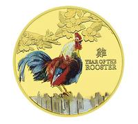 CTTSDHIPE Pièce Commémorative De L'Année du Coq, Pièce Porte-Bonheur, Pièce Souvenir, Pièce De Défi Plaquée Or, Pièce De Collection, Cadeau Souvenir