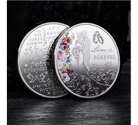 CTTSDHIPE Pièce Commémorative l'amour Est Éternel Pièce Porte-Bonheur Pièces De Collection Pièce De Défi Plaquée Argent Amoureux Romantiques Souvenirs De Mariage Cadeau