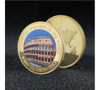 CTTSDHIPE Pièce Commémorative Sept Merveilles du Monde Pièce De Collection Plaqué Or Pièce Défi Grands Bâtiments Pièces Souvenirs