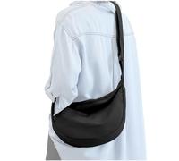 CTWWFS Sac à bandoulière croissant en nylon pour homme et femme - Sac à bandoulière tendance avec sangle réglable pour un usage quotidien, un shopping, un voyage, noir