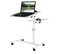 CTXGSOQ Table de Lit a Roulette, Hauteur Ajustable Laptop Support de Souris Séparé, Bureau Debout Mobile 60 * 40CM, Pliable, 360° Bureau D'ordinateur Levage Rotatif, Table Roulante Bois(Blanc)