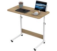CTXGSOQ Table pour Ordinateur Portable Réglable en Hauteur, Bureau Debout Mobile 80x40cm Computer Desk, Table D'ordinateur Mobile, Table Lit Roulette, Table de Lit avec Emplacement pour Carte(Marron)